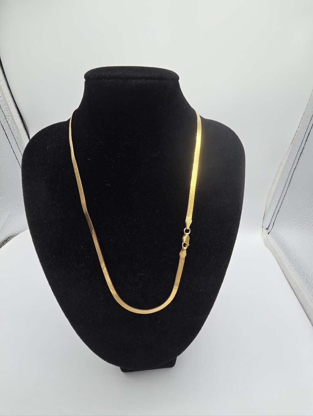 16” Made in Italy S925 Sterling Silver Gold Tone Herringbone Chain Necklace